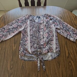 Ivory 3/4 Sleeve Semi Sheer Blouse